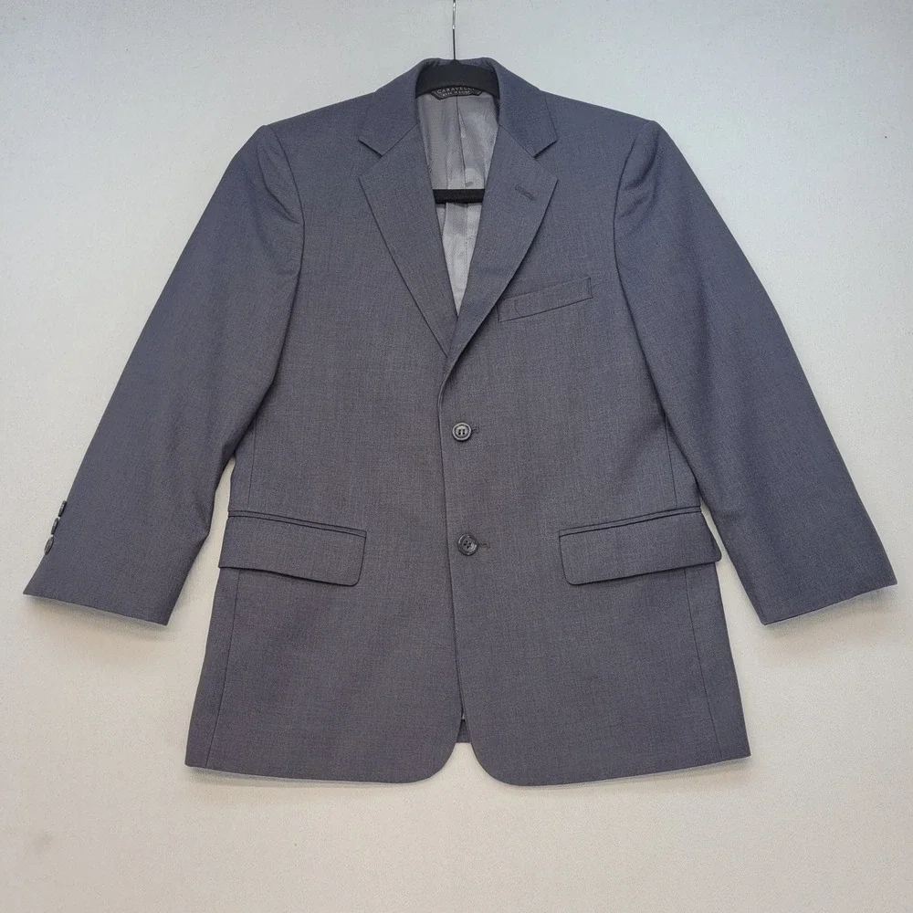Caravelli Blazer Youth 12R Gray Charles 2B Single Breasted‎ Suit Jacket
